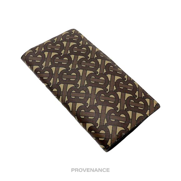 🔴 Burberry Long Wallet - TB Monogram E-Canvas Bridle Brown - Picture 7 of 8